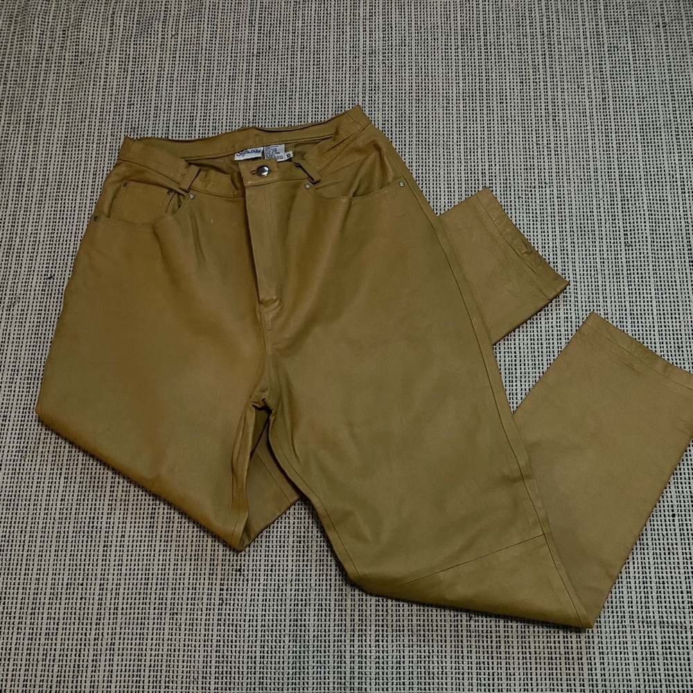 Styleworks 100% High Rise Leather Pants, Size 10